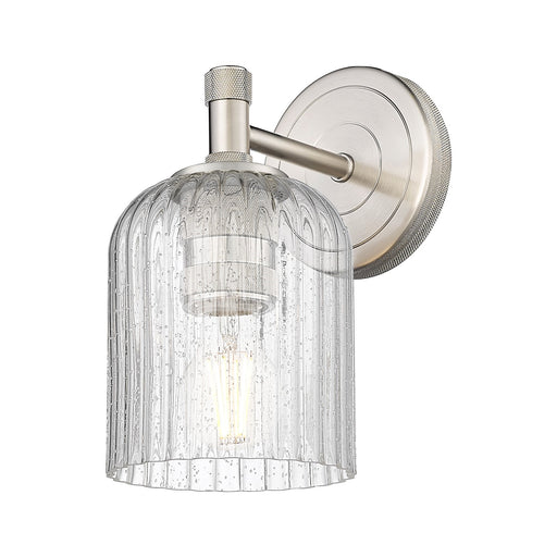 Innovations Crown Point 5in 1-Light Wall Sconce | Industrial Satin Nickel and Seedy Glass | Bathroom & Hallway | Model 434-1W-SN-G559-5SDY
