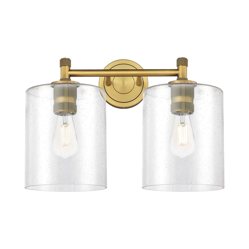 Innovations Paladin 15in 2-Light Bath Vanity | Industrial Brushed Brass and Seedy Glass | Bathroom Vanity Light | Model 434-2W-BB-G4424-7