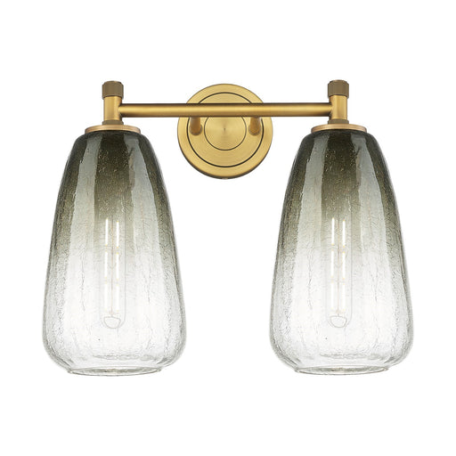 Innovations Brookhaven Almond 14in 2-Light Bath Vanity | Industrial Brushed Brass and Slate Glass | Bathroom & Powder Room | Model 434-2W-BB-G480-6SL