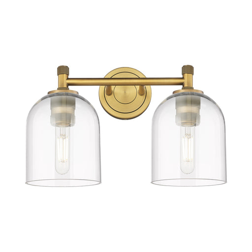 Innovations Bella 13in 2-Light Bath Vanity Light | Industrial Brushed Brass and Clear Glass | Bathroom Vanity | Model 434-2W-BB-G558-6CL
