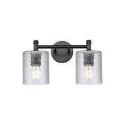 Innovations Cobbleskill 13in 2-Light Bath Vanity | Industrial Matte Black and Clear Glass | Bathroom & Powder Room | Model 434-2W-BK-G112