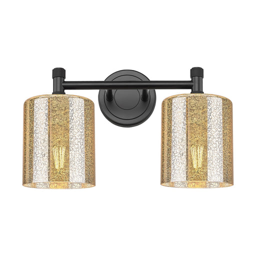 Innovations Cobbleskill 13in 2-Light Bath Vanity Light | Industrial Matte Black and Mercury Glass | Bathroom Vanity | Model 434-2W-BK-G116