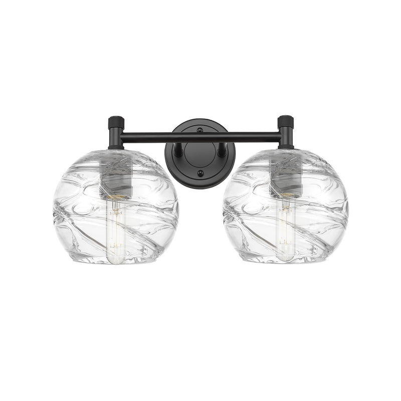 Innovations Athens Deco Swirl 14in 2-Light Bath Vanity Light | Industrial Matte Black and Clear Glass | Bathroom Vanity | Model 434-2W-BK-G1213-6CL