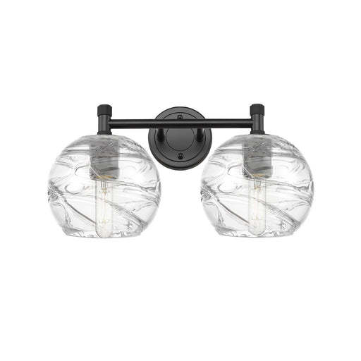 Innovations Athens Deco Swirl 14in 2-Light Bath Vanity Light | Industrial Matte Black and Clear Glass | Bathroom Vanity | Model 434-2W-BK-G1213-6CL