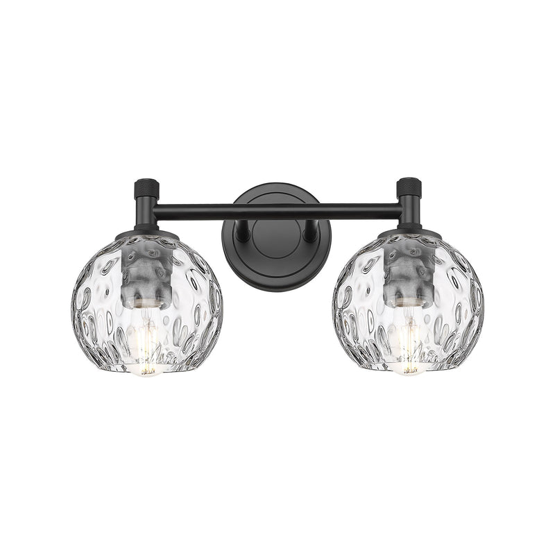 Innovations Athens Water Glass 14in 2-Light Bath Vanity Light | Industrial Matte Black and Clear Glass | Bathroom Vanity | Model 434-2W-BK-G1215-6