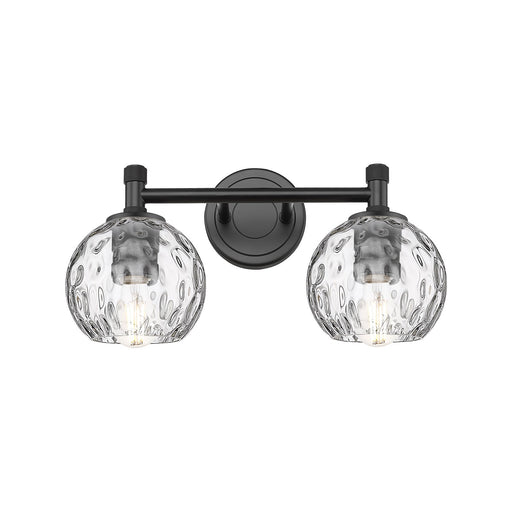 Innovations Athens Water Glass 14in 2-Light Bath Vanity Light | Industrial Matte Black and Clear Glass | Bathroom Vanity | Model 434-2W-BK-G1215-6