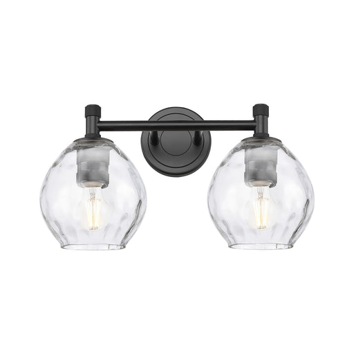 Innovations Waverly 14in 2-Light Bath Vanity Light | Industrial Matte Black and Clear Glass | Bathroom & Powder Room | Model 434-2W-BK-G362