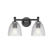 Innovations Castile 14in 2-Light Bath Vanity Light | Industrial Matte Black and Clear Glass | Bathroom & Powder Room | Model 434-2W-BK-G382
