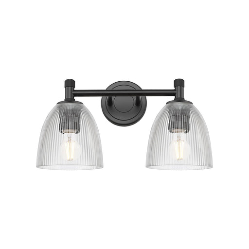 Innovations Castile 14in 2-Light Bath Vanity Light | Industrial Matte Black and Clear Glass | Bathroom & Powder Room | Model 434-2W-BK-G382
