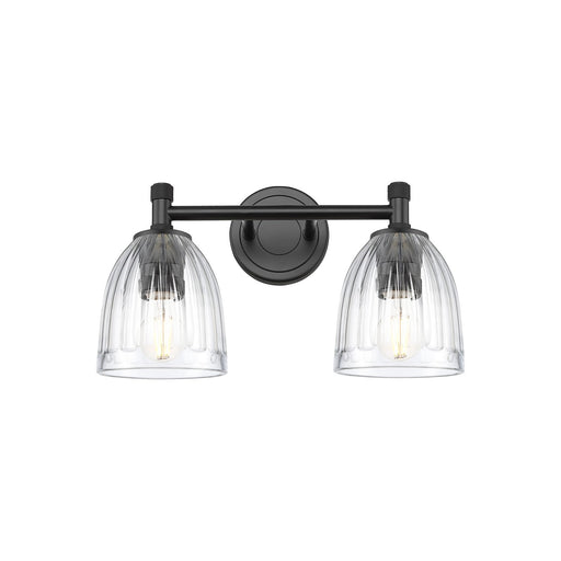 Innovations Brookfield 14in 2-Light Bath Vanity Light | Industrial Matte Black and Clear Glass | Bathroom Vanity | Model 434-2W-BK-G442