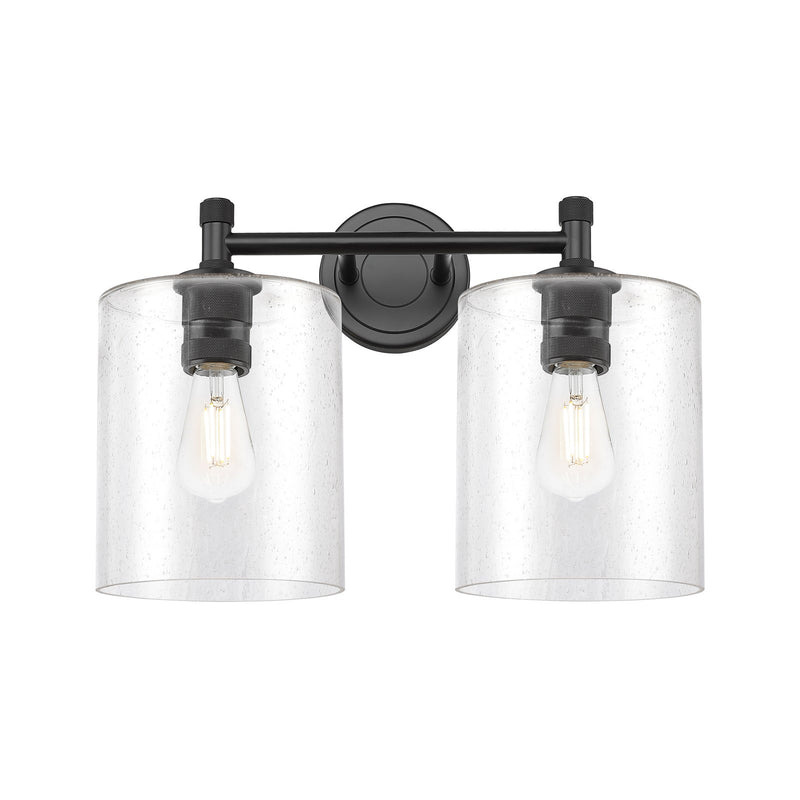 Innovations Paladin 15in 2-Light Bath Vanity Light | Industrial Matte Black and Seedy Glass | Bathroom Vanity | Model 434-2W-BK-G4424-7