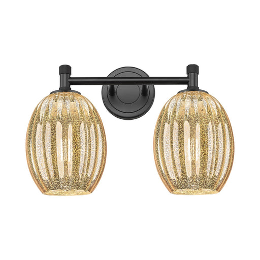 Innovations Preston Bulb 14in 2-Light Bath Vanity | Industrial Matte Black and Mercury Glass | Bathroom Vanity | Model 434-2W-BK-G459-6ME