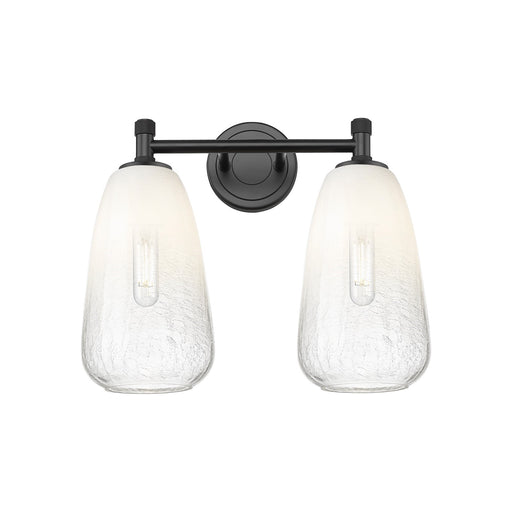 Innovations Brookhaven Almond 14in 2-Light Bath Vanity | Industrial Matte Black and Opal Glass | Bathroom Vanity | Model 434-2W-BK-G480-6OP