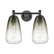 Innovations Brookhaven Almond 14in 2-Light Bath Vanity | Industrial Matte Black and Slate Glass | Bathroom Vanity | Model 434-2W-BK-G480-6SL