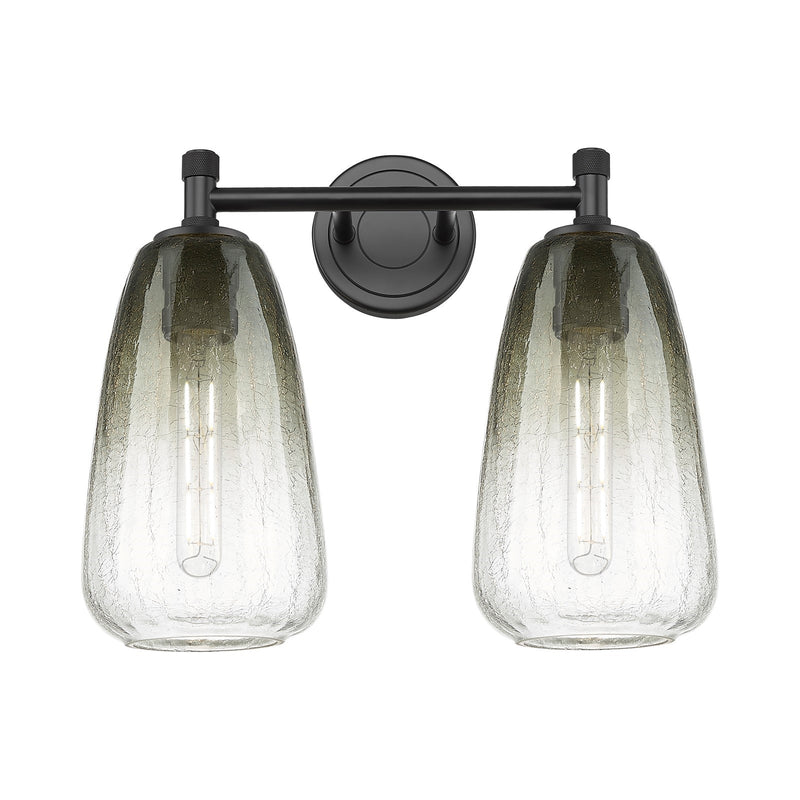 Innovations Brookhaven Almond 14in 2-Light Bath Vanity | Industrial Matte Black and Slate Glass | Bathroom Vanity | Model 434-2W-BK-G480-6SL