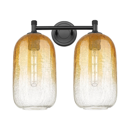 Innovations Brookhaven Cloche 15in 2-Light Bath Vanity | Industrial Matte Black and Amber Glass | Bathroom Vanity | Model 434-2W-BK-G482-7AM