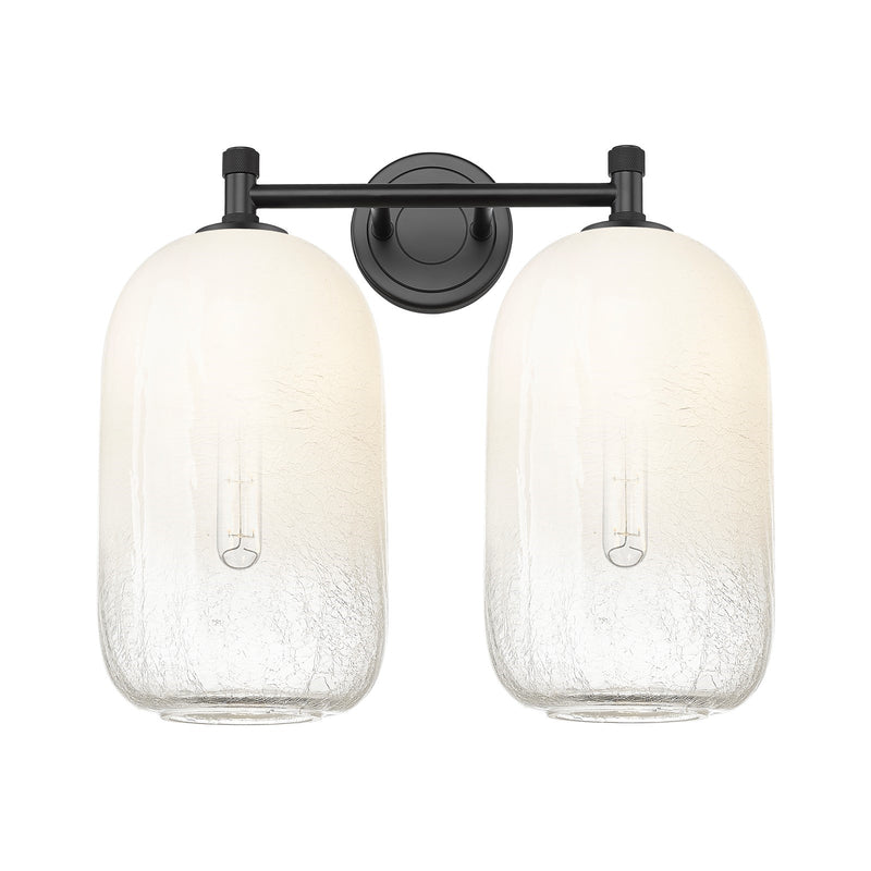 Innovations Brookhaven Cloche 15in 2-Light Bath Vanity | Industrial Matte Black and Opal Glass | Bathroom & Powder Room | Model 434-2W-BK-G482-7OP