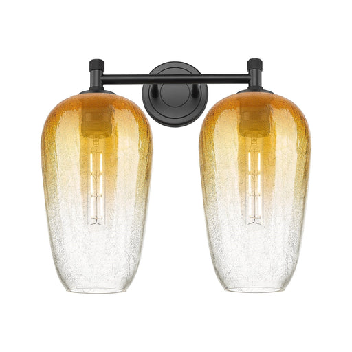 Innovations Brookhaven Flute 15in 2-Light Bath Vanity | Industrial Matte Black and Amber Glass | Bathroom & Powder Room | Model 434-2W-BK-G484-7AM