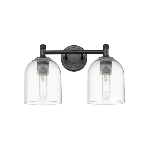 Innovations Bella 13in 2-Light Bath Vanity | Industrial Matte Black and Clear Glass | Bathroom & Powder Room | Model 434-2W-BK-G558-6CL