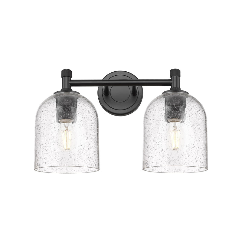 Innovations Bella 13in 2-Light Bath Vanity | Industrial Matte Black and Seedy Glass | Bathroom & Powder Room | Model 434-2W-BK-G558-6SDY