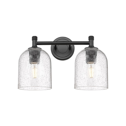 Innovations Bella 13in 2-Light Bath Vanity | Industrial Matte Black and Seedy Glass | Bathroom & Powder Room | Model 434-2W-BK-G558-6SDY