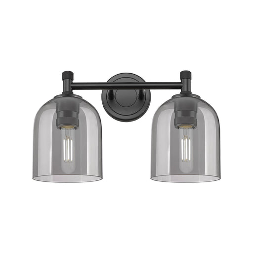 Innovations Bella 13in 2-Light Bath Vanity | Industrial Matte Black and Light Smoke Glass | Bathroom & Powder Room | Model 434-2W-BK-G558-6SM
