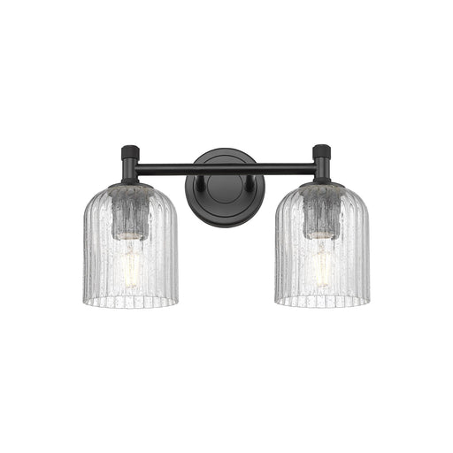 Innovations Crown Point 13in 2-Light Bath Vanity | Industrial Matte Black and Seedy Ribbed Glass | Bathroom Vanity | Model 434-2W-BK-G559-5SDY