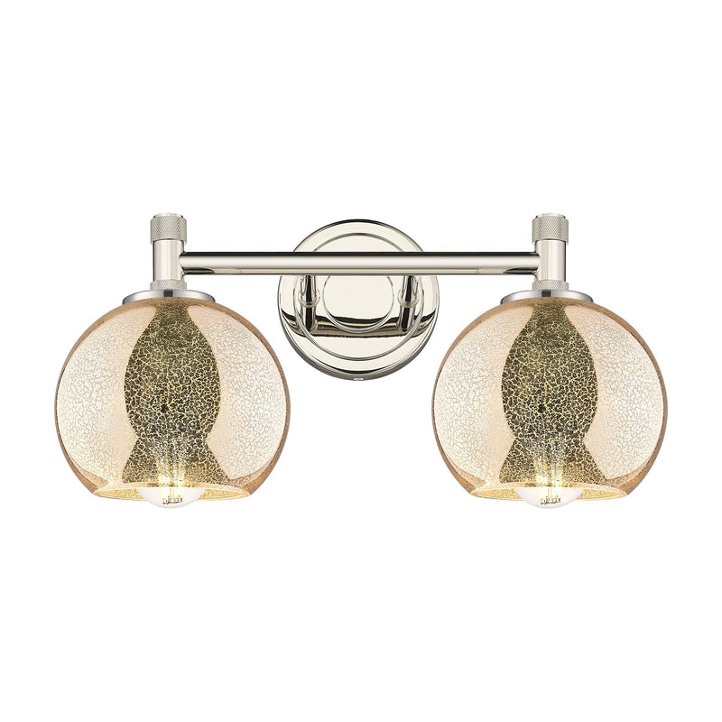 Innovations Athens 14in 2-Light Bath Vanity Light | Industrial Polished Nickel and Mercury Glass | Bathroom & Powder Room | Model 434-2W-PN-G128-6
