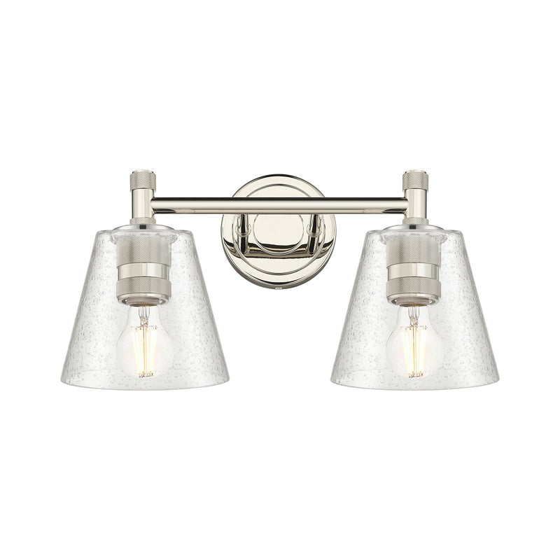 Innovations Caton 14in 2-Light Bath Vanity Light | Industrial Polished Nickel and Frosted Glass | Bathroom & Powder Room | Model 434-2W-PN-G454