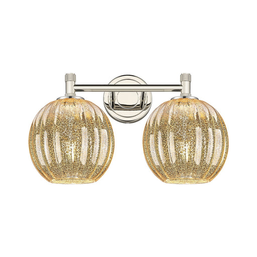 Innovations Preston Globe 15in 2-Light Bath Vanity | Industrial Polished Nickel and Mercury Glass | Bathroom Vanity Light | Model 434-2W-PN-G458-7ME