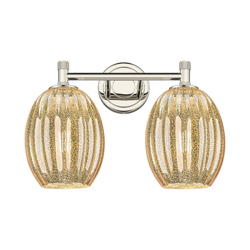 Innovations Preston Bulb 14in 2-Light Bath Vanity | Industrial Polished Nickel and Mercury Glass | Bathroom Vanity Light | Model 434-2W-PN-G459-6ME