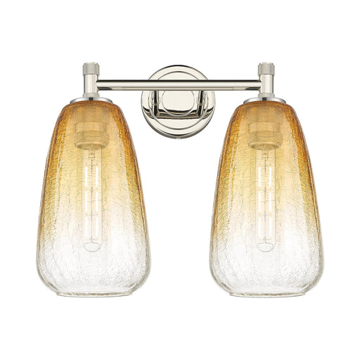Innovations Brookhaven Almond 14in 2-Light Bath Vanity | Industrial Polished Nickel and Amber Glass | Bathroom Vanity | Model 434-2W-PN-G480-6AM