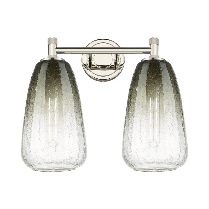 Innovations Brookhaven Almond 14in 2-Light Bath Vanity Light | Industrial Polished Nickel and Slate Glass | Bathroom | Model 434-2W-PN-G480-6SL