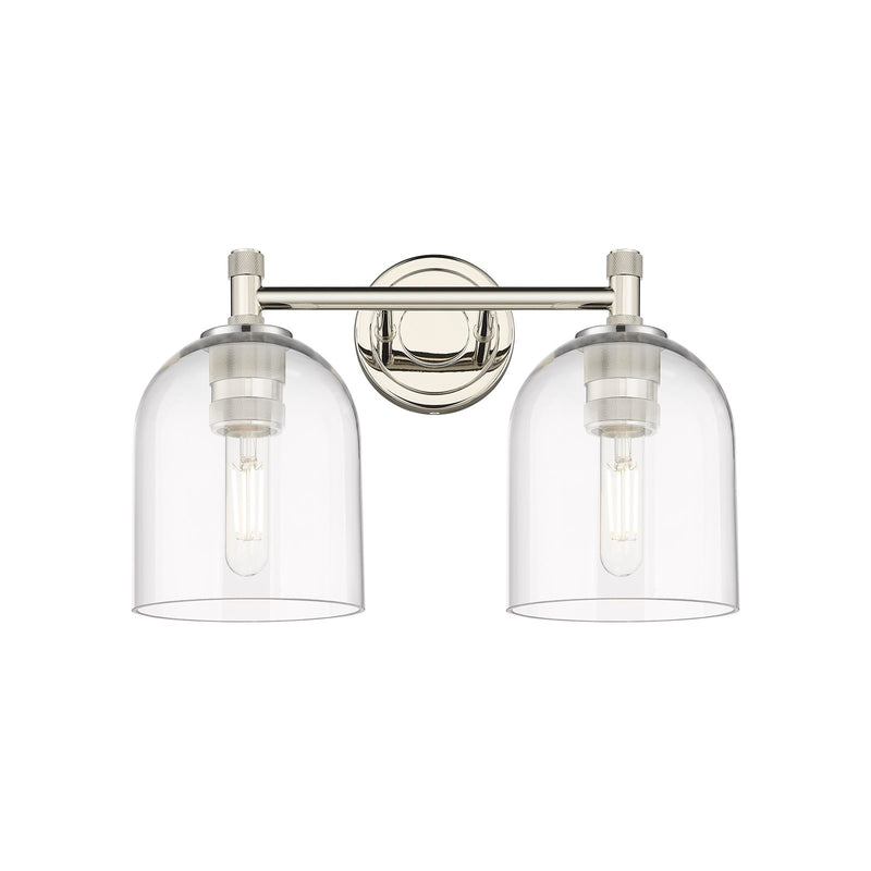 Innovations Bella 13in 2-Light Bath Vanity Light | Industrial Polished Nickel and Clear Glass | Bathroom Vanity | Model 434-2W-PN-G558-6CL