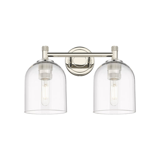 Innovations Bella 13in 2-Light Bath Vanity Light | Industrial Polished Nickel and Clear Glass | Bathroom Vanity | Model 434-2W-PN-G558-6CL
