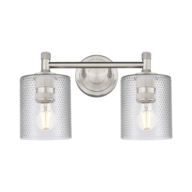 Innovations Cobbleskill 13in 2-Light Bath Vanity | Industrial Satin Nickel and Clear Glass | Bathroom & Powder Room | Model 434-2W-SN-G112