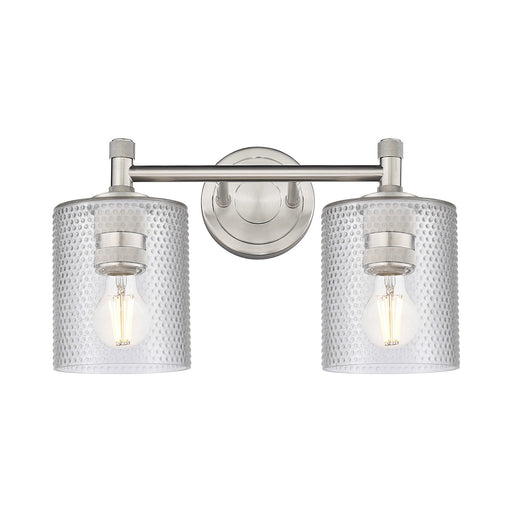Innovations Cobbleskill 13in 2-Light Bath Vanity | Industrial Satin Nickel and Clear Glass | Bathroom & Powder Room | Model 434-2W-SN-G112