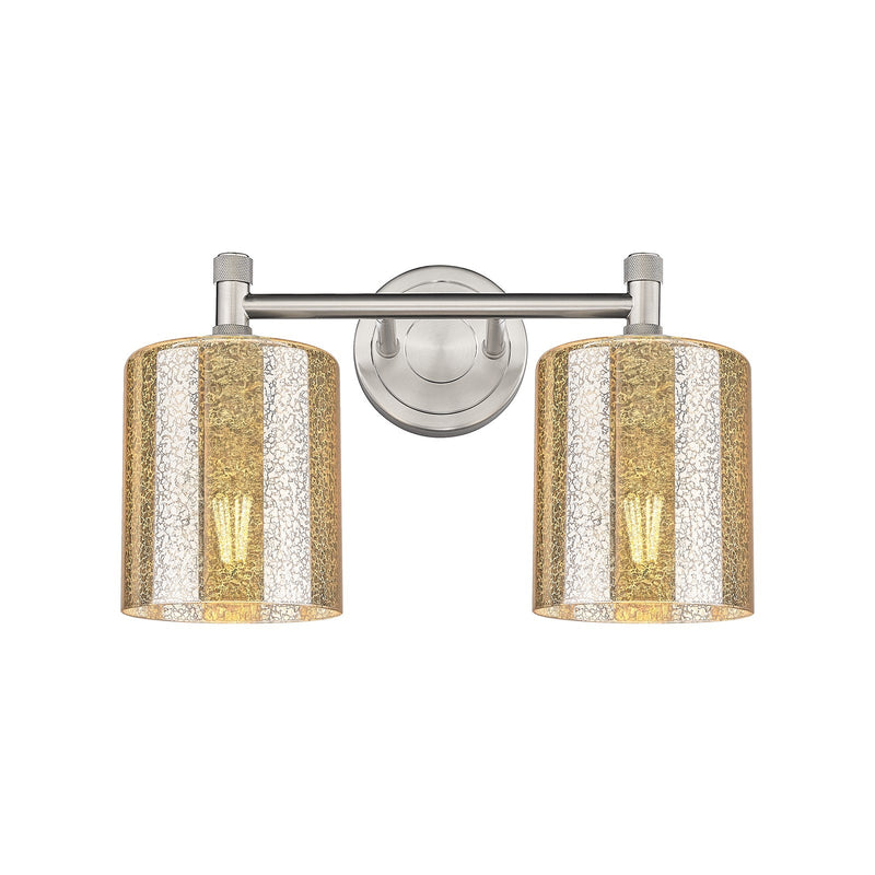 Innovations Cobbleskill 13in 2-Light Bath Vanity | Industrial Satin Nickel and Mercury Glass | Bathroom & Powder Room | Model 434-2W-SN-G116