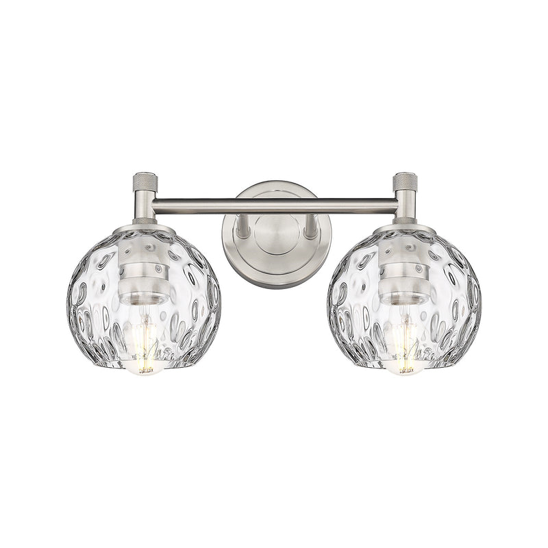 Innovations Athens Water Glass 14in 2-Light Bath Vanity | Industrial Satin Nickel and Clear Water Glass | Bathroom & Powder | Model 434-2W-SN-G1215-6