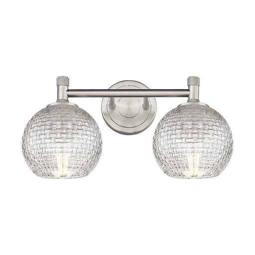 Innovations Athens Basket Weave 14in 2-Light Bath Vanity | Industrial Satin Nickel and Clear Glass | Bathroom & Powder | Model 434-2W-SN-G122C-6CL