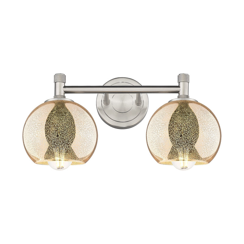 Innovations Athens Mercury 14in 2-Light Bath Vanity | Industrial Satin Nickel and Mercury Glass | Bathroom & Powder Room | Model 434-2W-SN-G128-6
