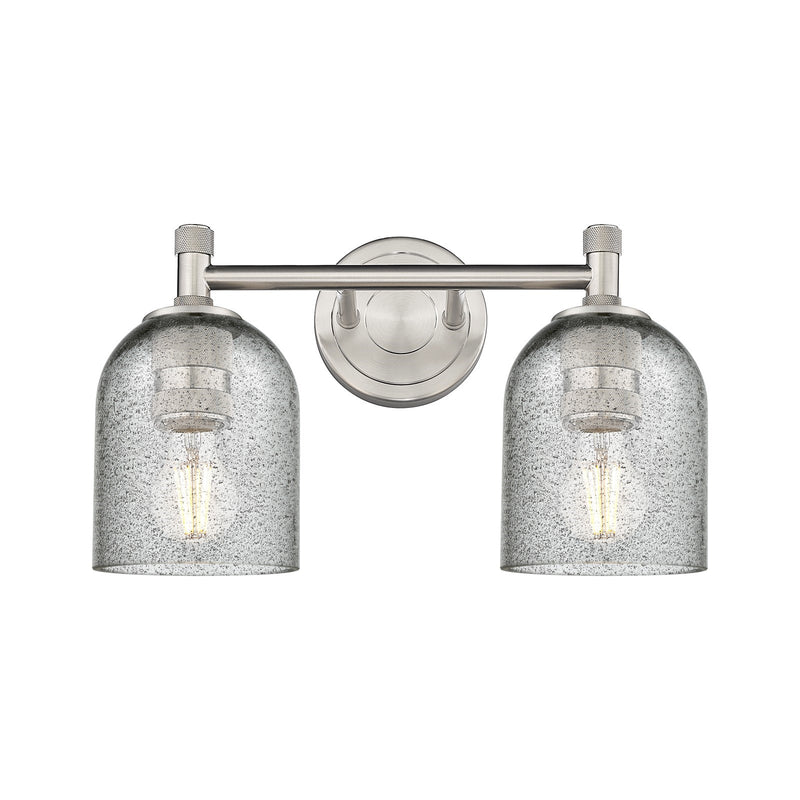 Innovations Caledonia 13in 2-Light Bath Vanity Light | Industrial Satin Nickel and Charcoal Glass | Bathroom Vanity | Model 434-2W-SN-G257