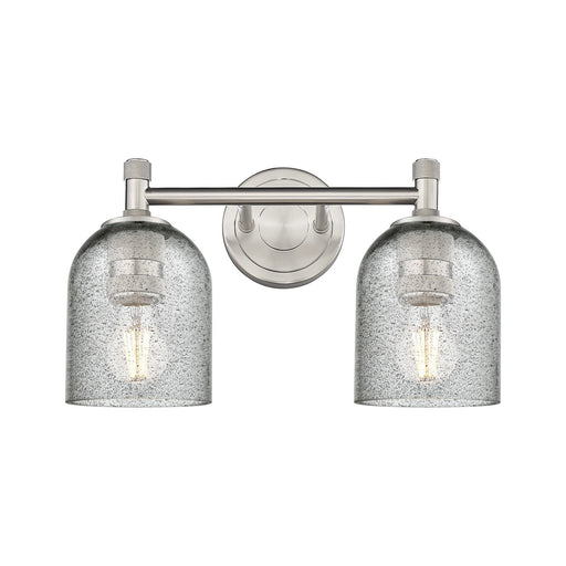 Innovations Caledonia 13in 2-Light Bath Vanity Light | Industrial Satin Nickel and Charcoal Glass | Bathroom Vanity | Model 434-2W-SN-G257