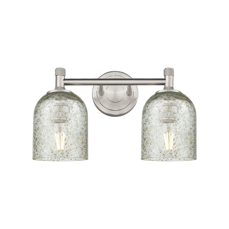 Innovations Caledonia 13in 2-Light Bath Vanity Light | Industrial Satin Nickel and Mica Glass | Bathroom Vanity | Model 434-2W-SN-G259