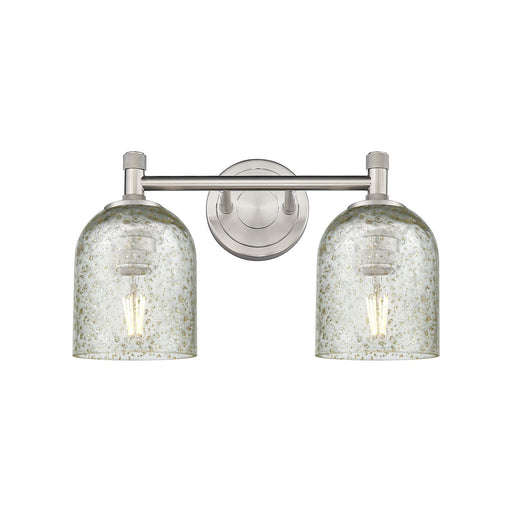 Innovations Caledonia 13in 2-Light Bath Vanity Light | Industrial Satin Nickel and Mica Glass | Bathroom Vanity | Model 434-2W-SN-G259