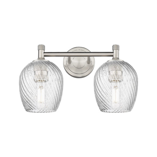 Innovations Salina 13.75in 2-Light Bath Vanity Light | Industrial Satin Nickel and Clear Spiral Fluted Glass | Bathroom Vanity | Model 434-2W-SN-G292