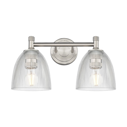 Innovations Castile 14in 2-Light Bath Vanity | Industrial Satin Nickel and Clear Glass | Bathroom & Powder Room | 14 x 9.5 in | Model 434-2W-SN-G382