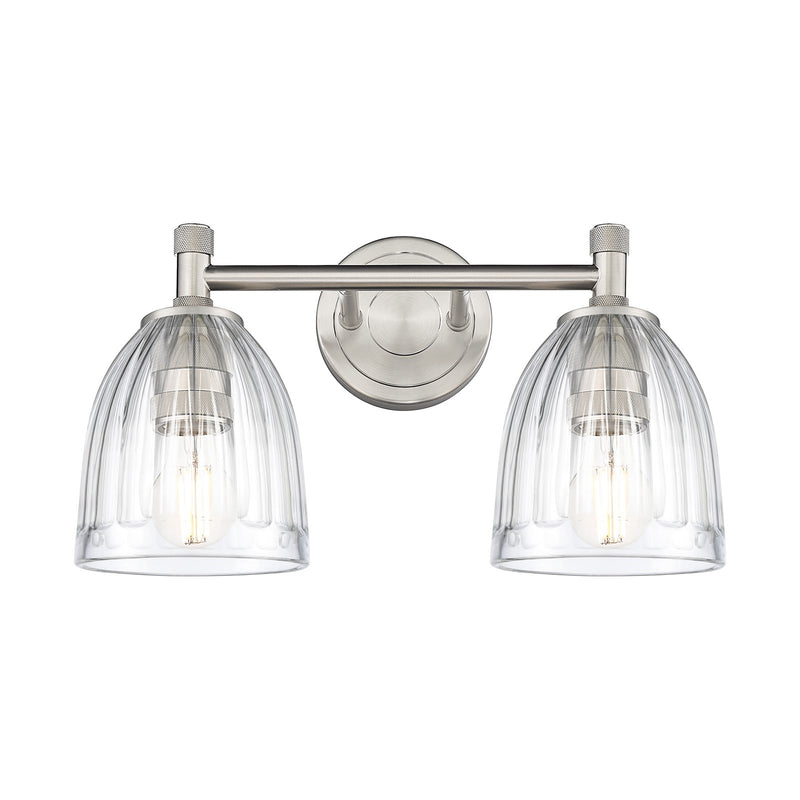 Innovations Brookfield 13.75in 2-Light Bath Vanity | Industrial Satin Nickel and Clear Glass | Bathroom & Powder Room | Model 434-2W-SN-G442
