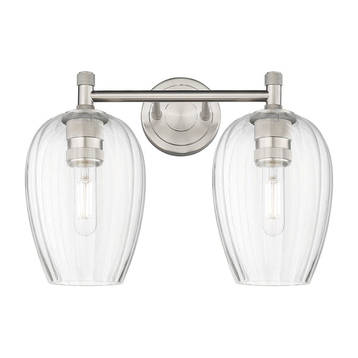 Innovations Preston Flute 14.25in 2-Light Bath Vanity | Industrial Satin Nickel and Clear Glass | Bathroom & Powder Room | Model 434-2W-SN-G457-6CL