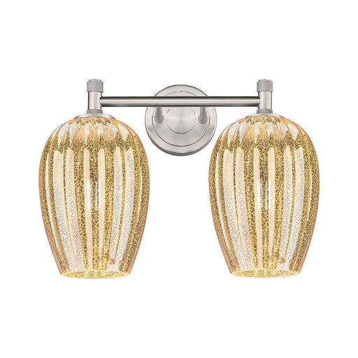 Innovations Preston Flute 14.25in 2-Light Bath Vanity | Industrial Satin Nickel and Mercury Glass | Bathroom & Powder Room | Model 434-2W-SN-G457-6ME